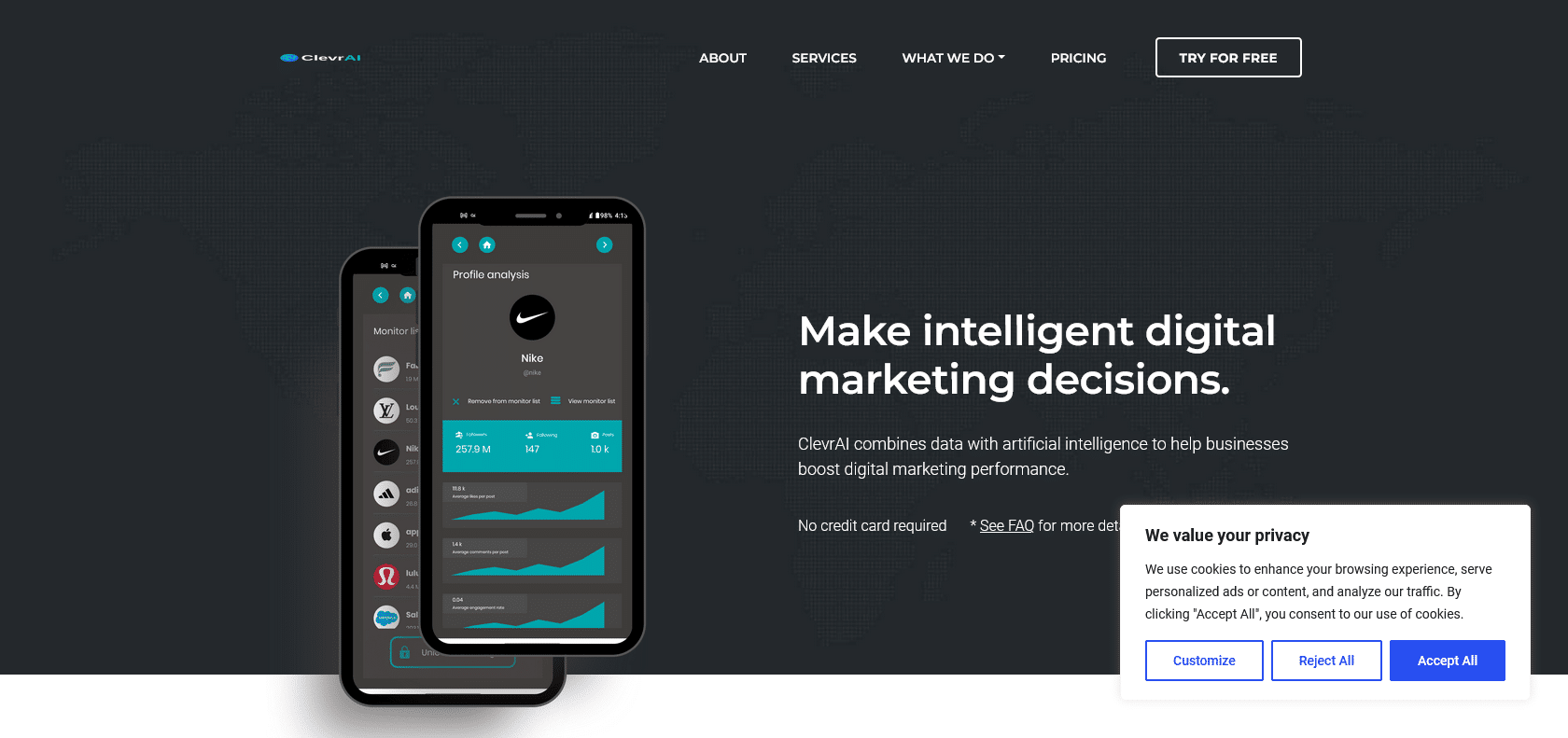 Screenshot of CLEVR AI Website