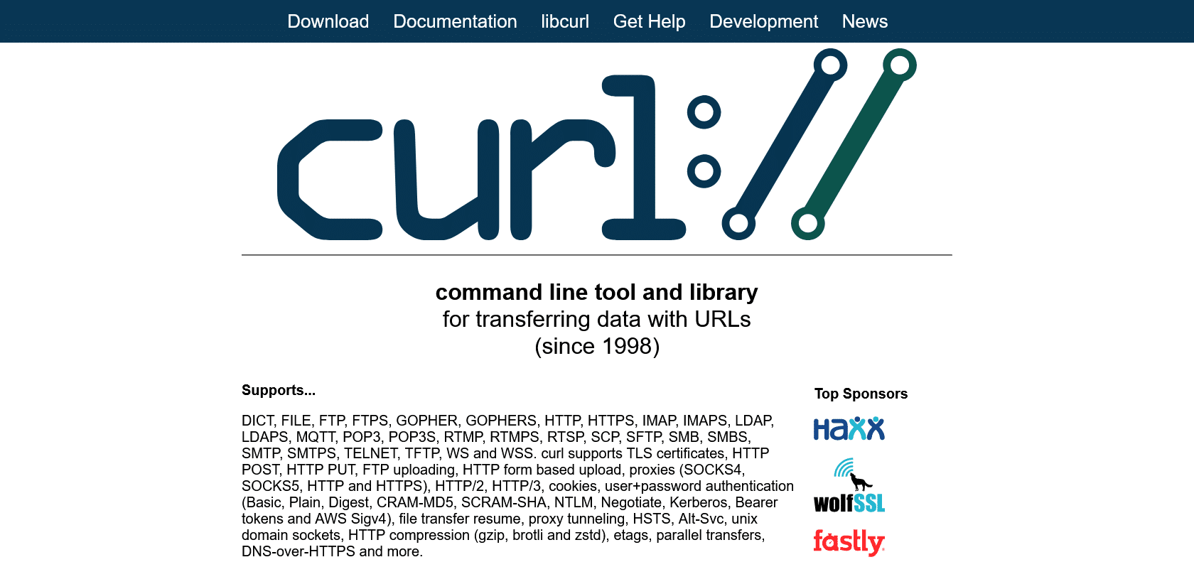 Screenshot of CURL Website