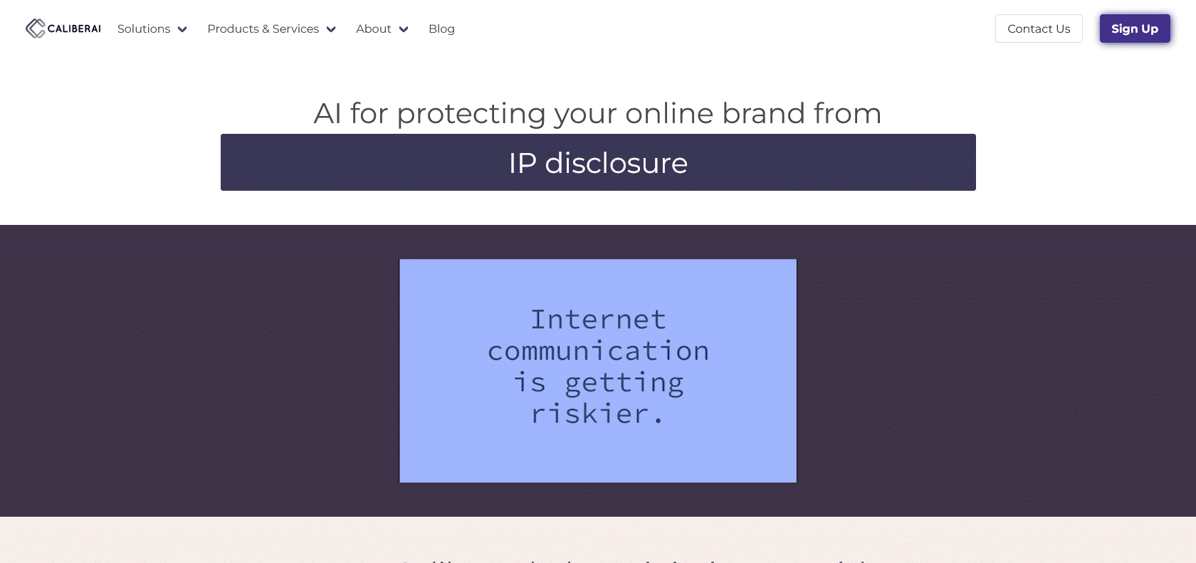 Screenshot of CaliberAI Website