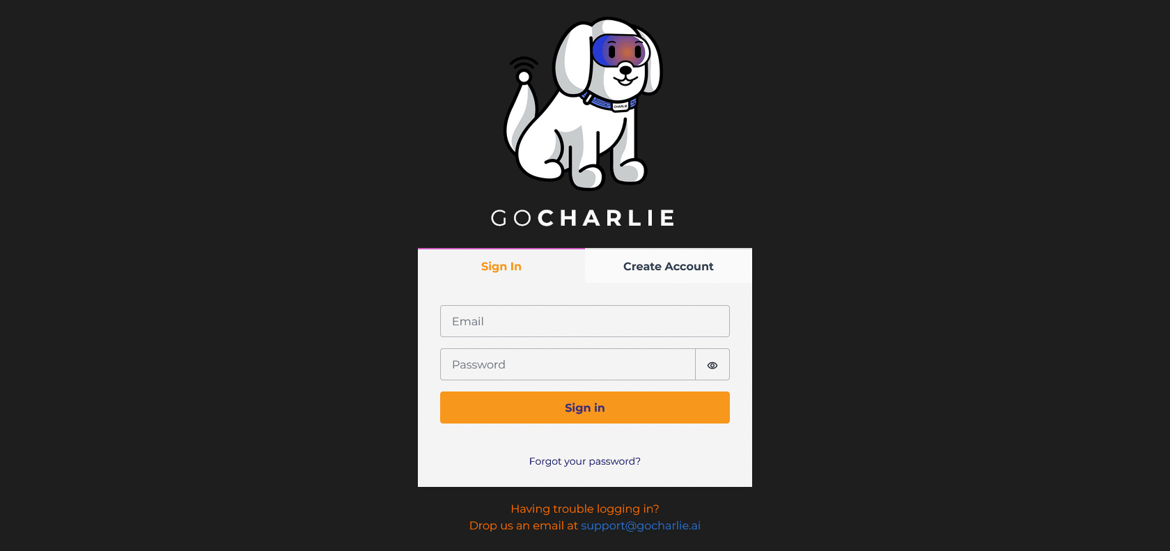 Screenshot of Charlie 2.0 Website