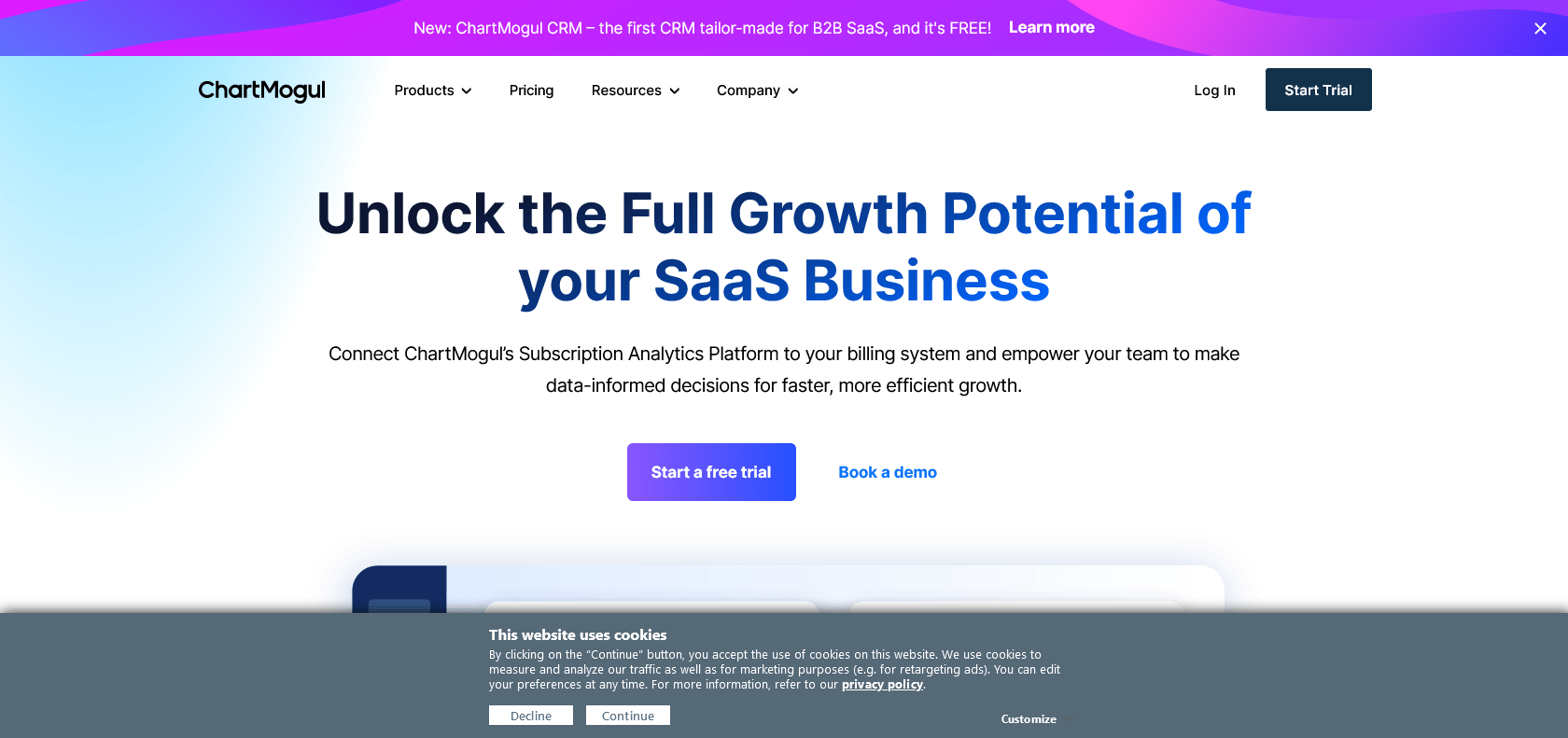 Screenshot of ChartMogul Website