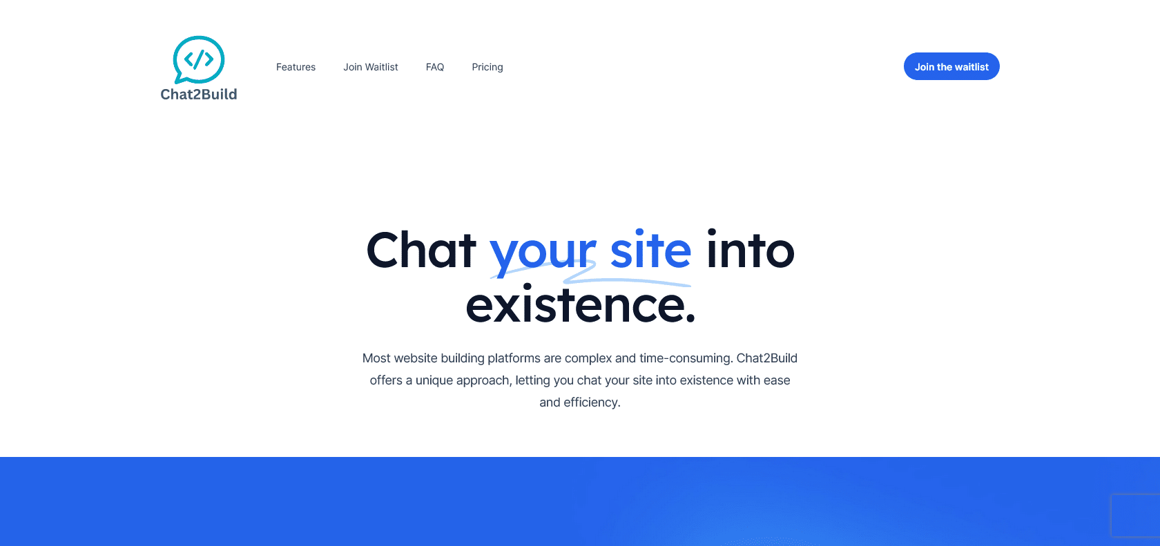 Screenshot of Chat2Build Website