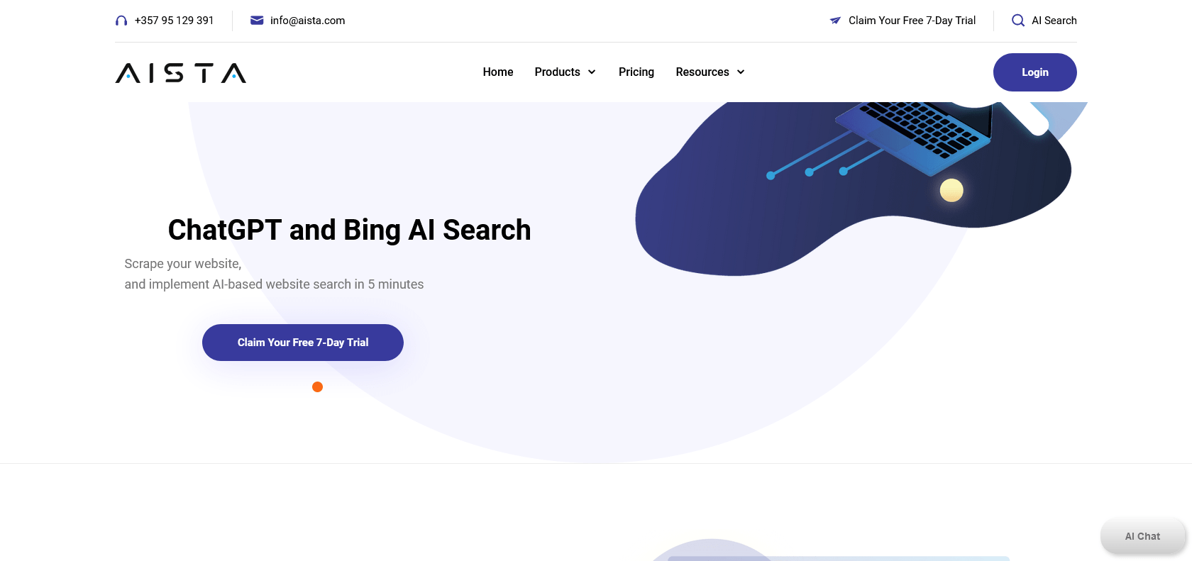 Screenshot of ChatGPT based Bing WebsiteSearch Website