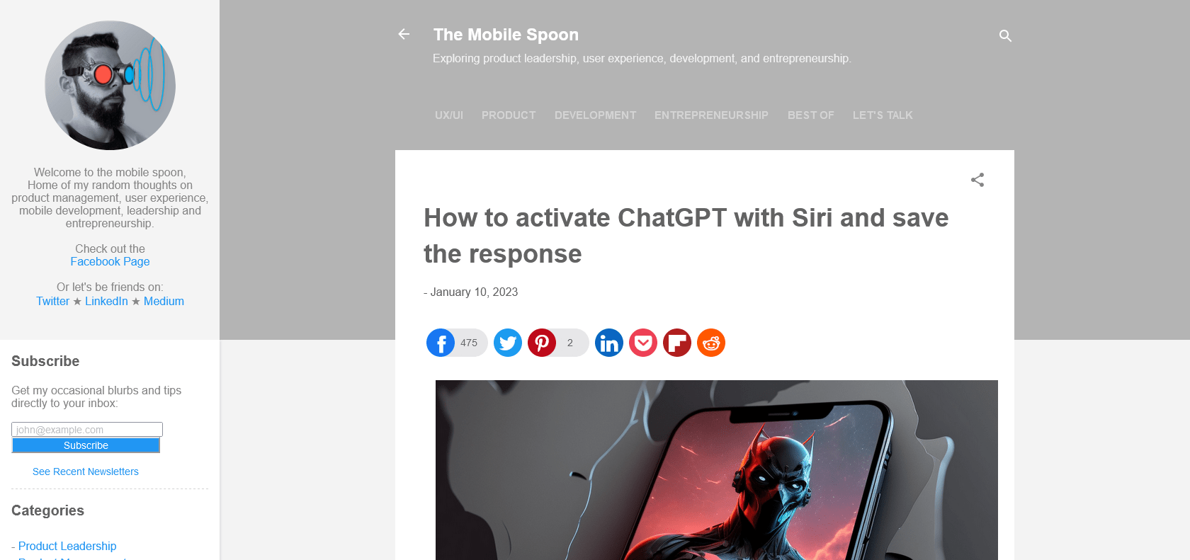 Screenshot of ChatGPT for Siri Website