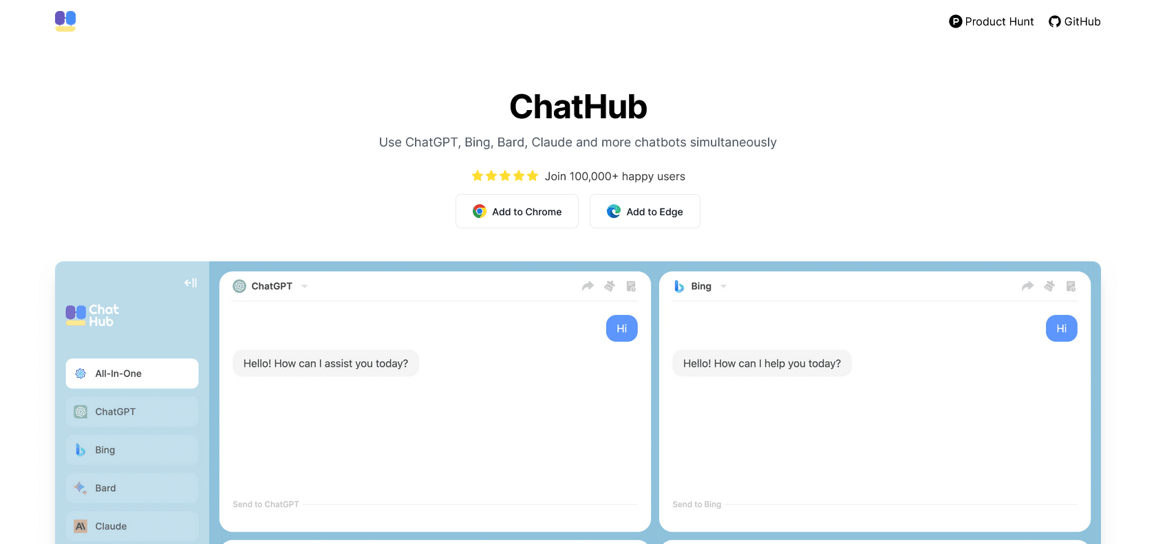 Screenshot of ChatHub Website