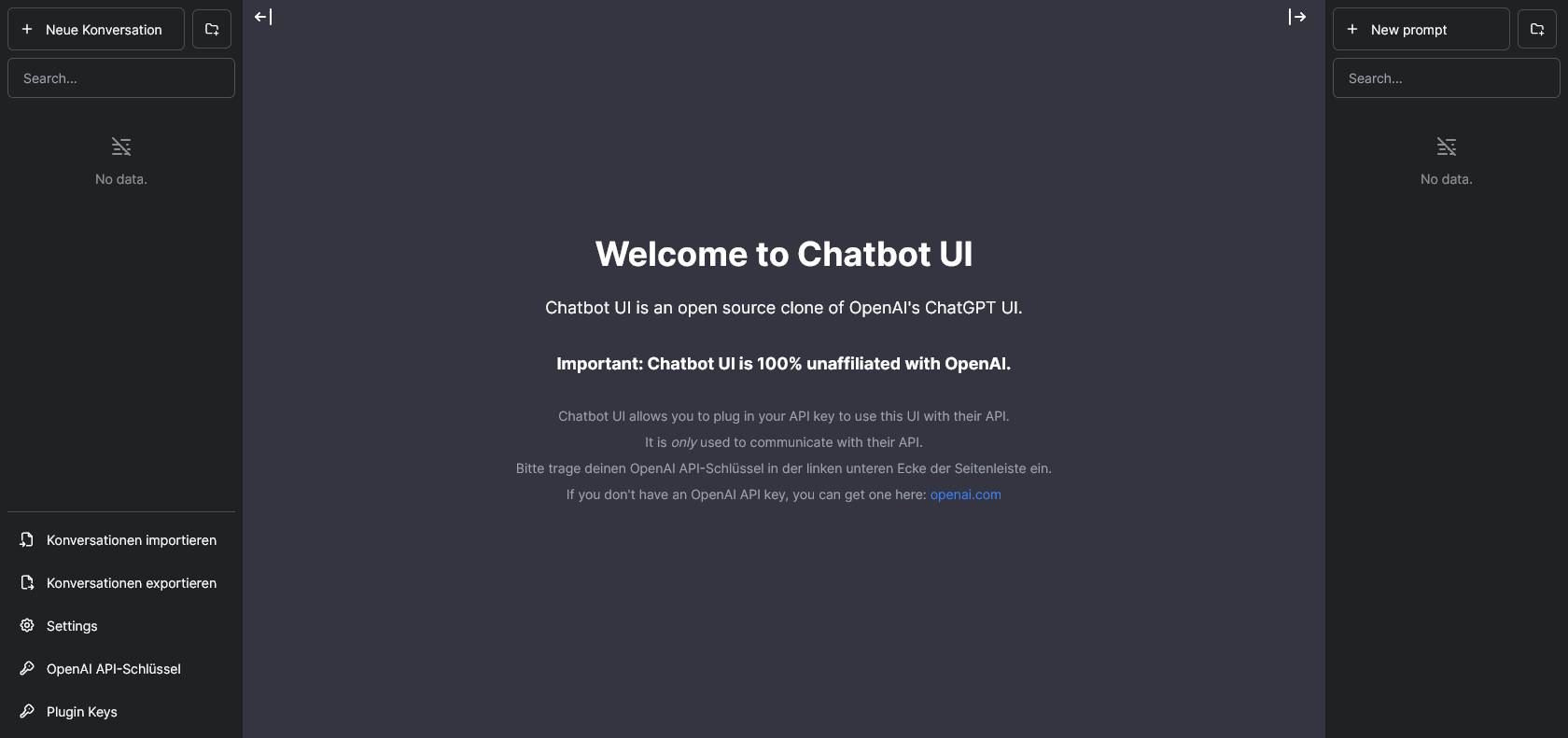 Screenshot of Chatbot UI Website