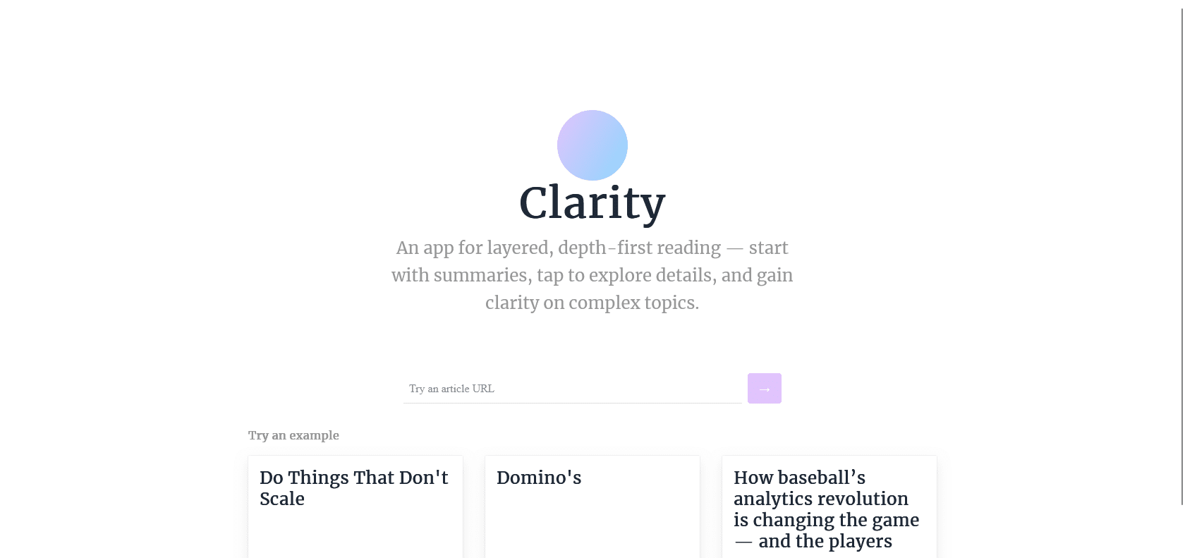 Screenshot of Clarity.gs Website