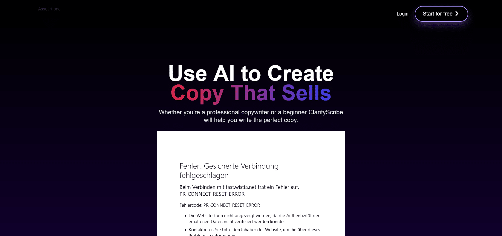 Screenshot of ClarityScribe AI Website