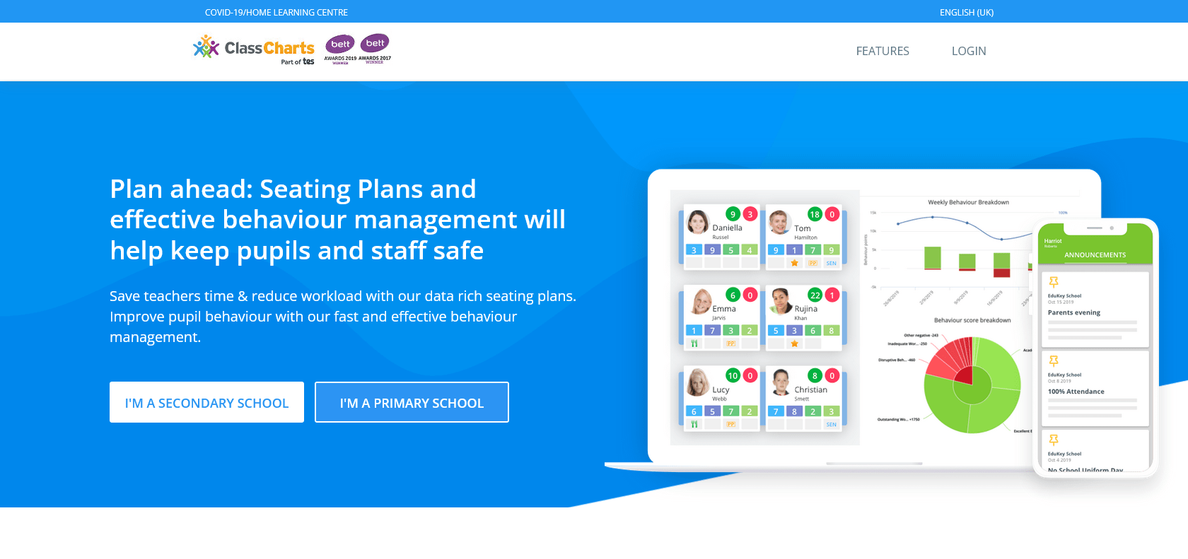 Screenshot of Class Charts Website