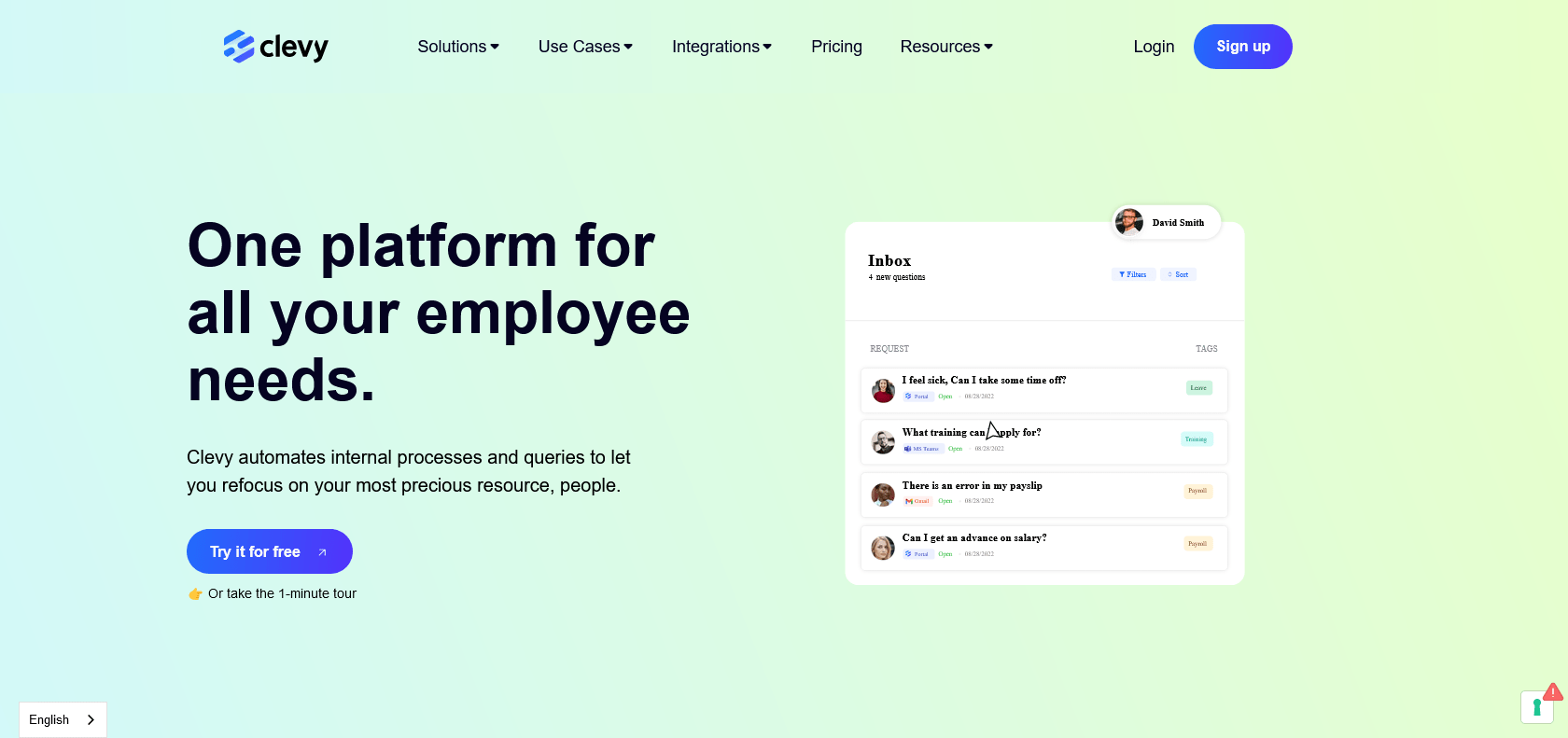 Screenshot of Clevy.io Website