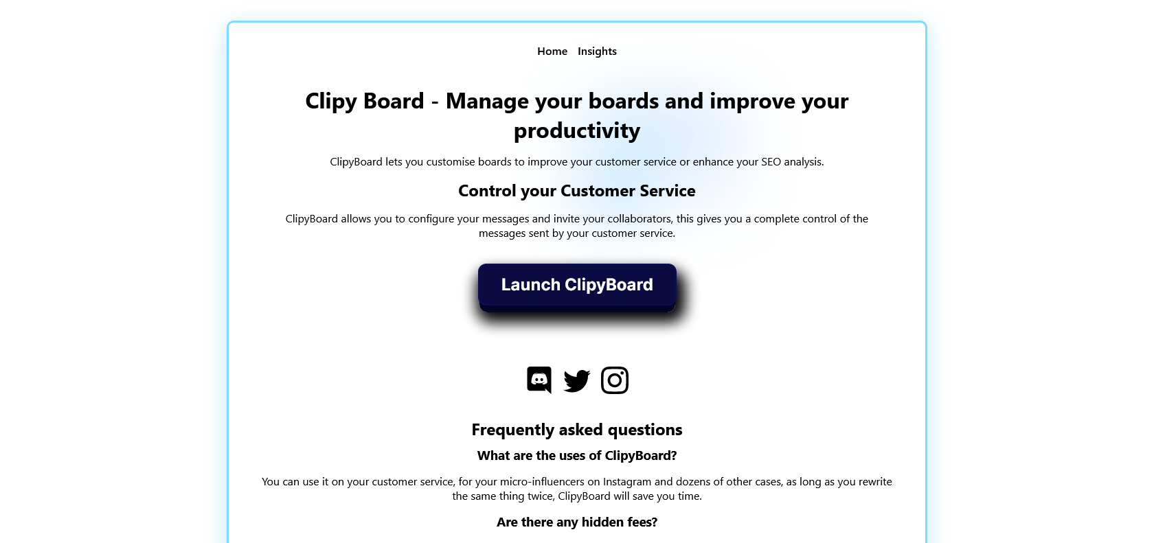 Screenshot of ClipyBoard Website