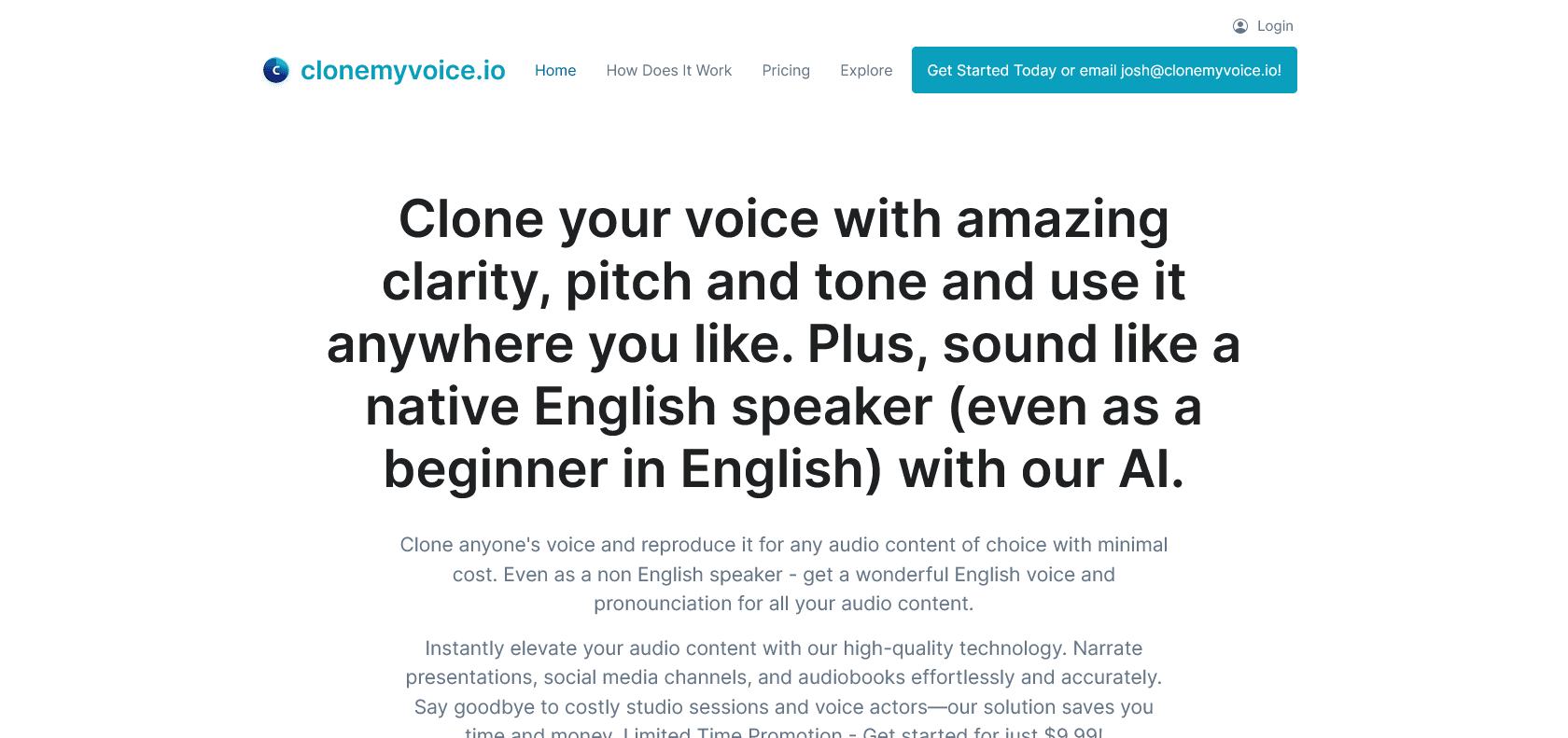 Screenshot of Clonemyvoice Website