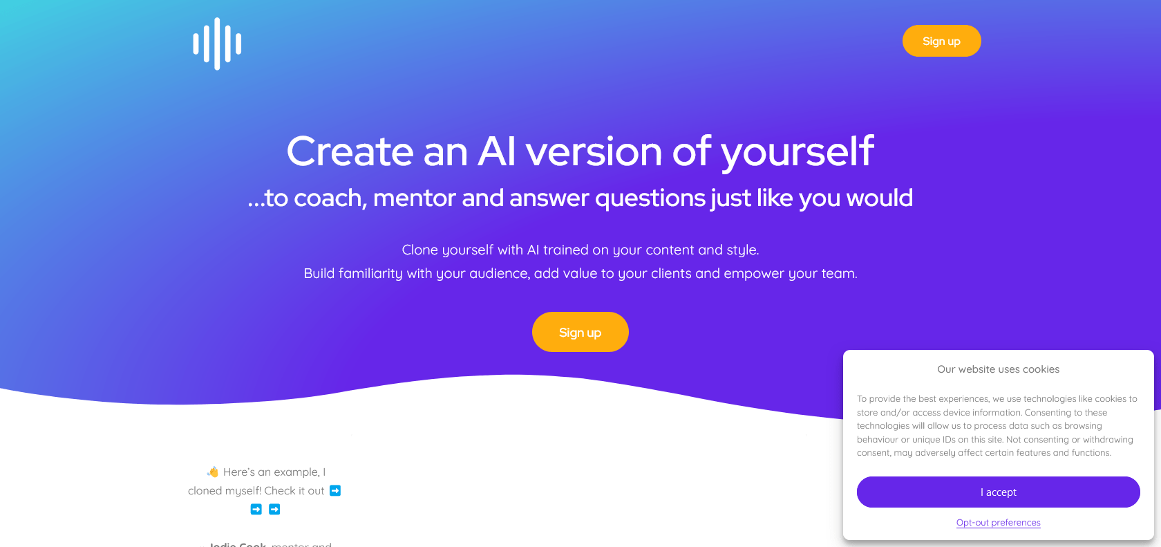 Screenshot of Coachvox AI Website