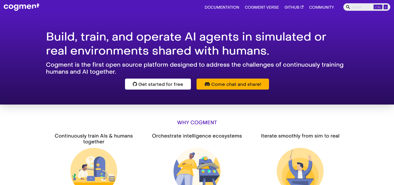 Screenshot of Cogment Website