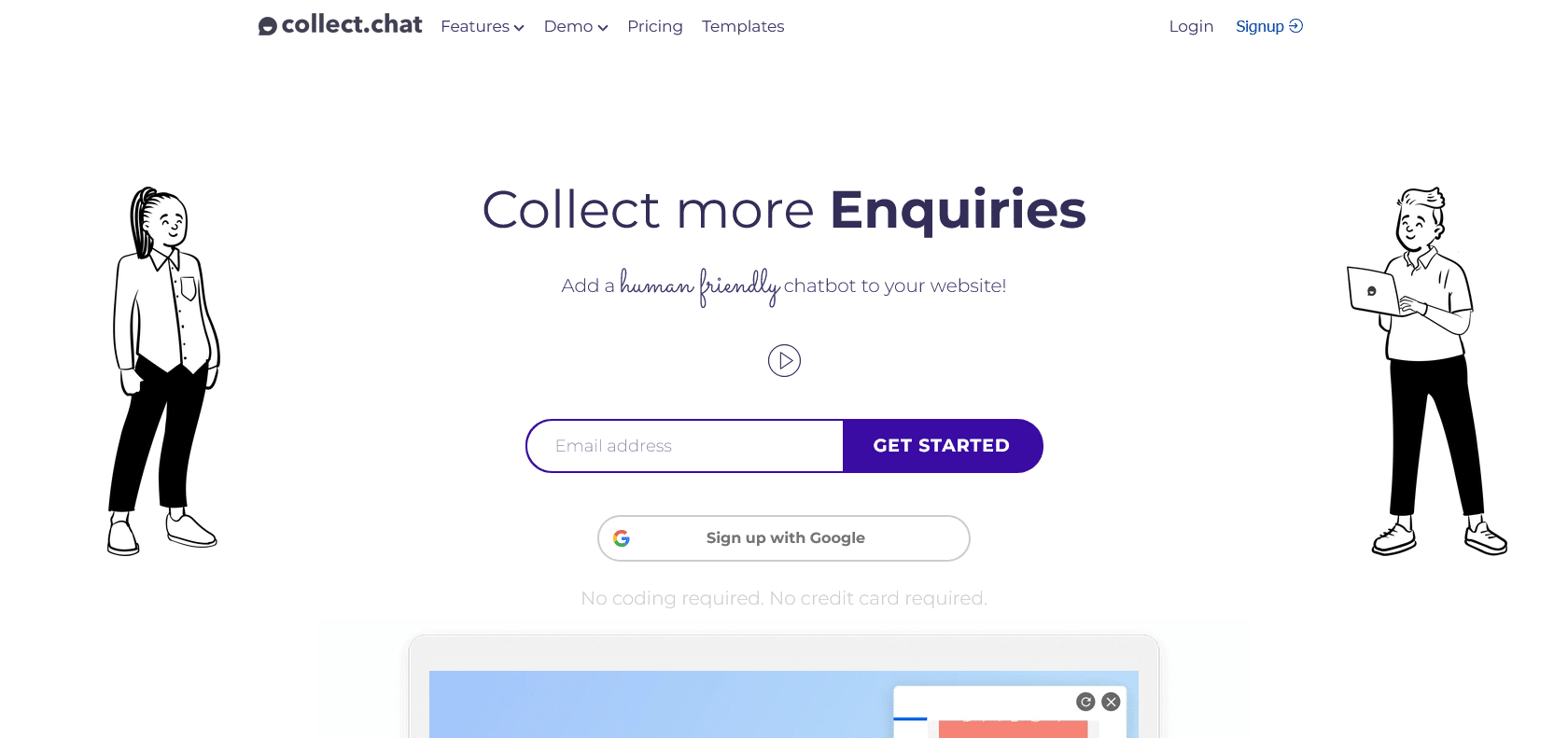 Screenshot of Collect.chat Website