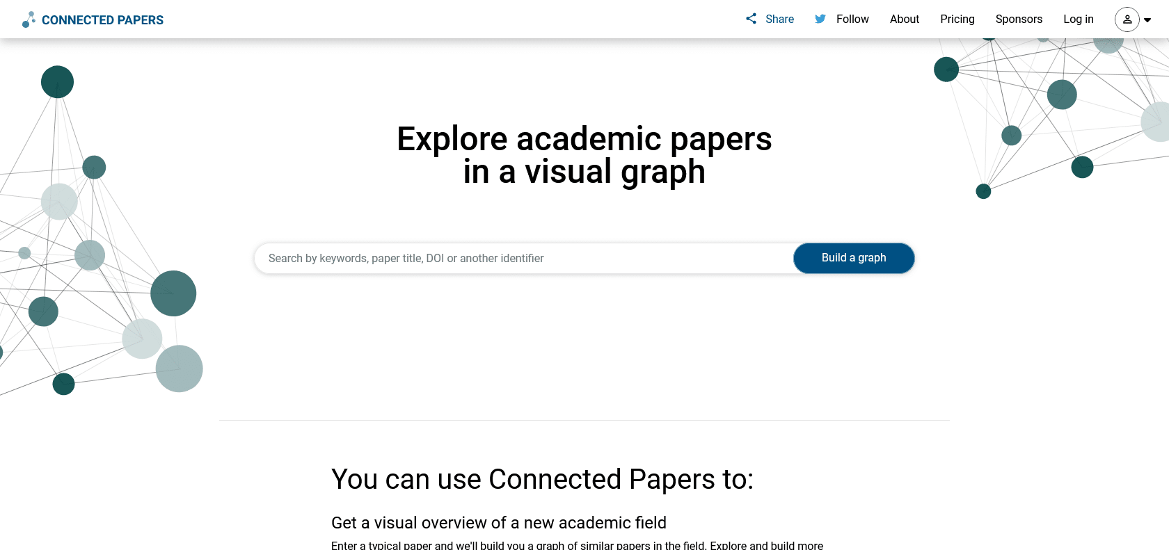 Screenshot of Connected Papers Website