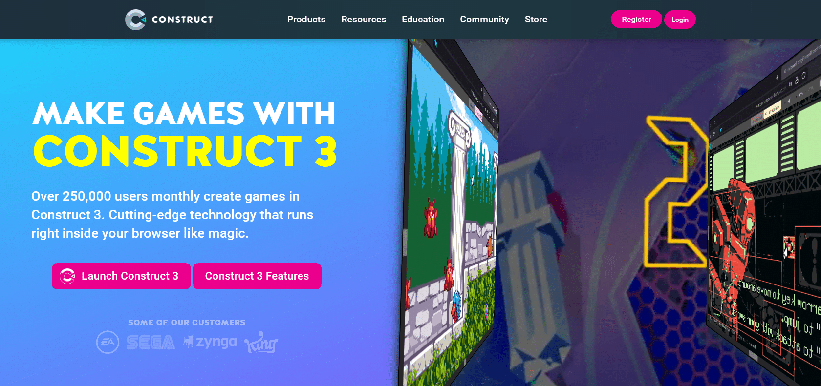 Screenshot of Construct 3 Website