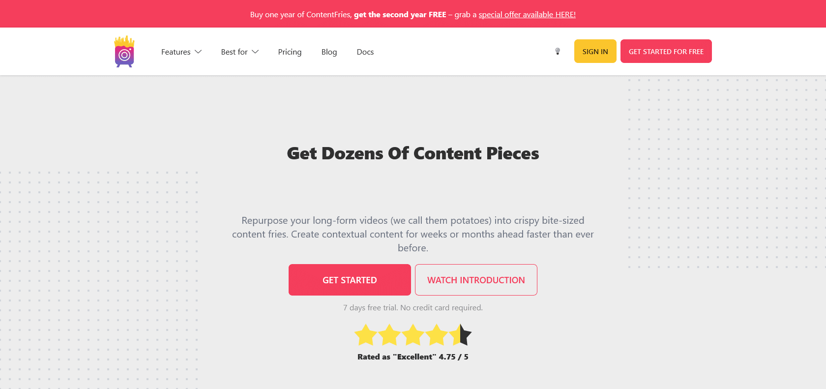 Screenshot of Contentfries Website