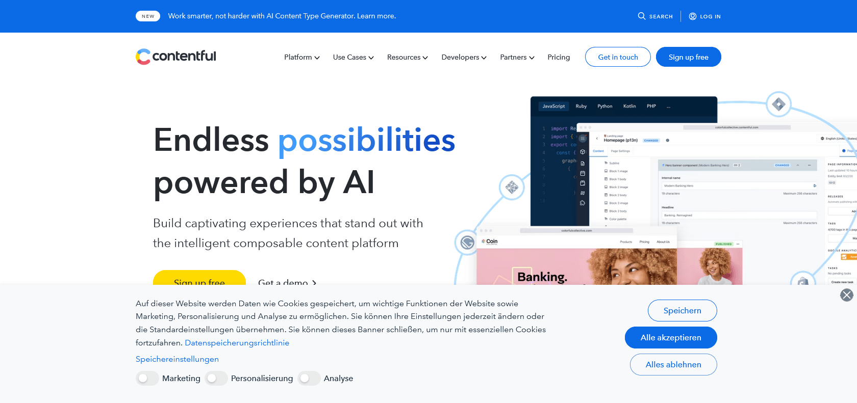 Screenshot of Contentful Website