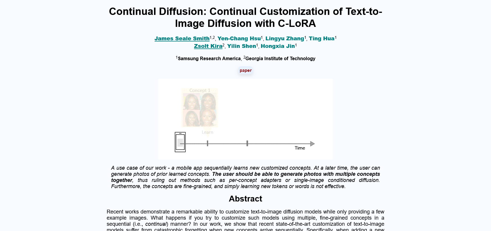 Screenshot of Continual Diffusion Website