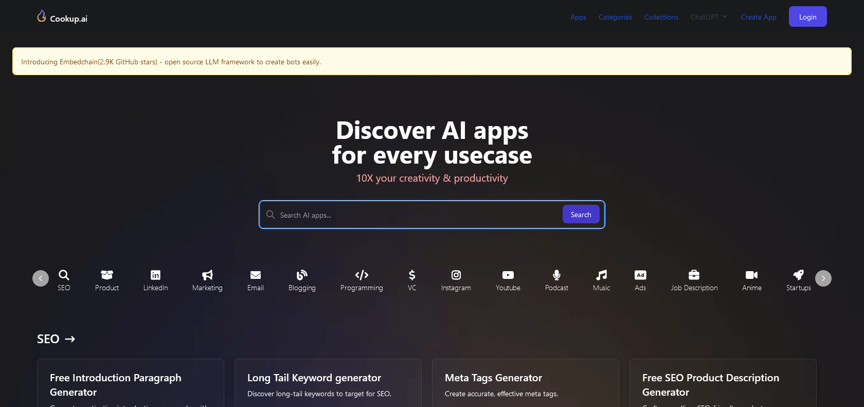 Screenshot of Cookup.ai Website