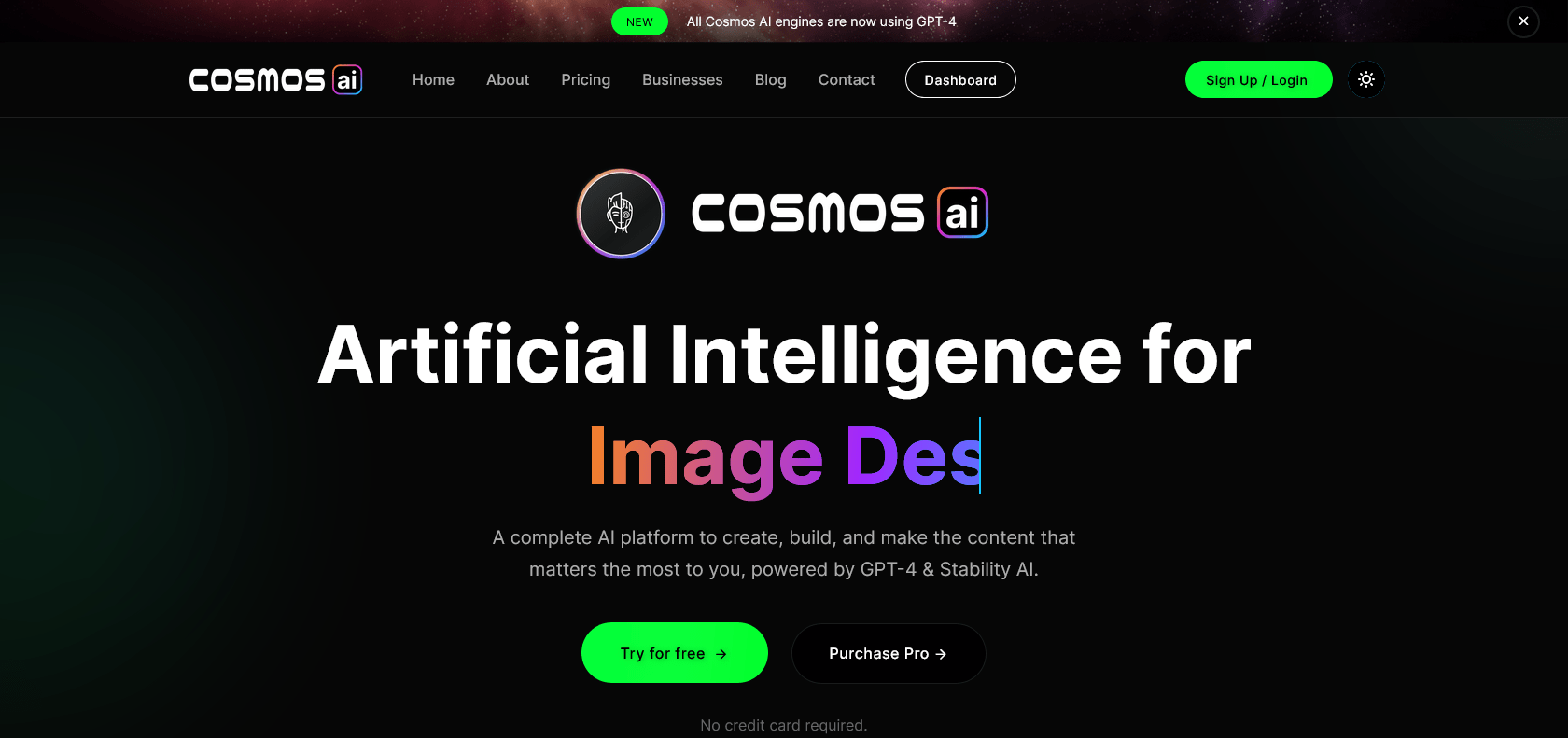 Screenshot of Cosmos AI - Simplify Tasks Website