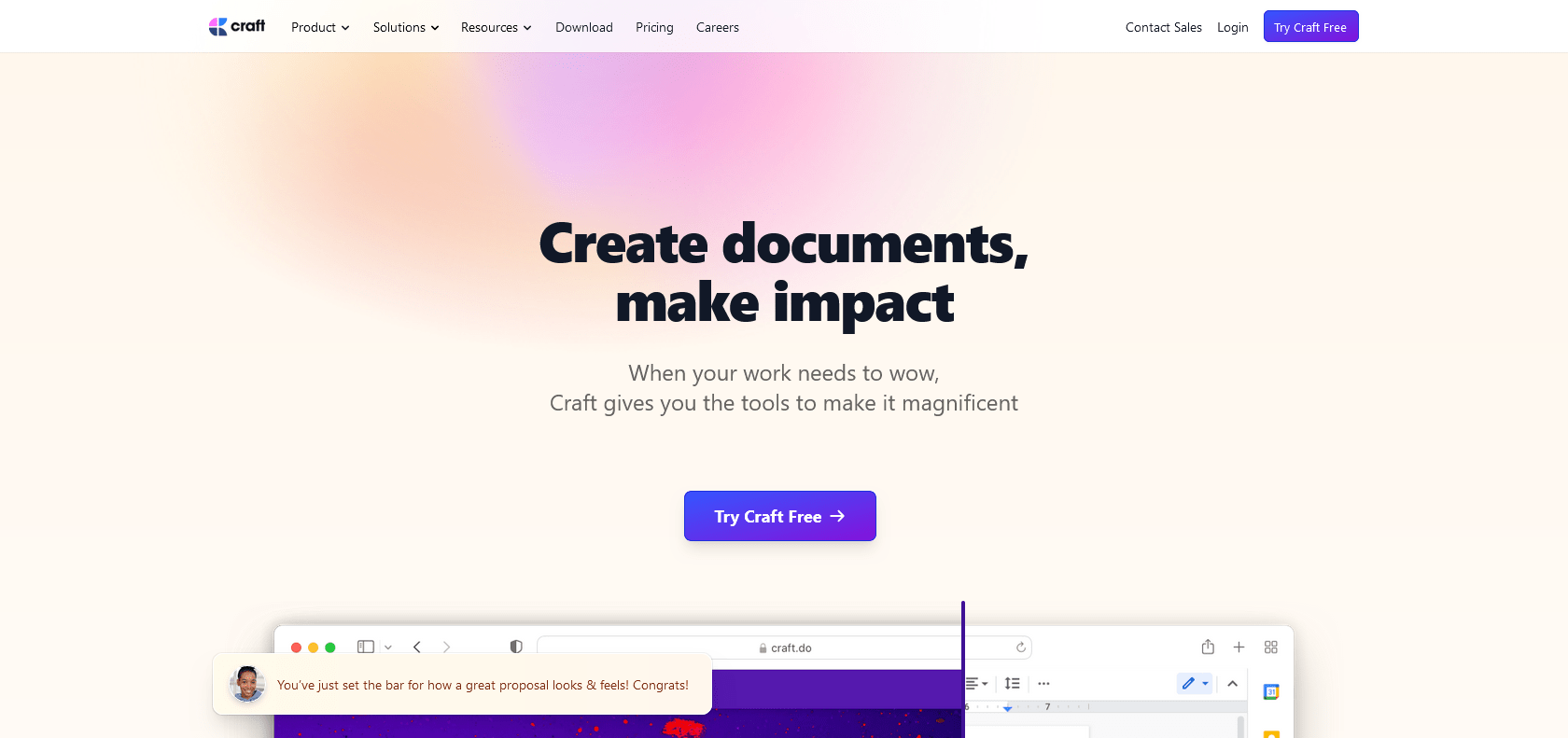 Screenshot of Craft Website
