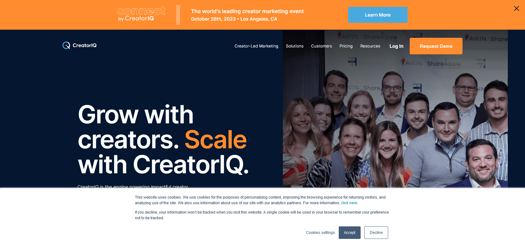 Screenshot of CreatorIQ Website