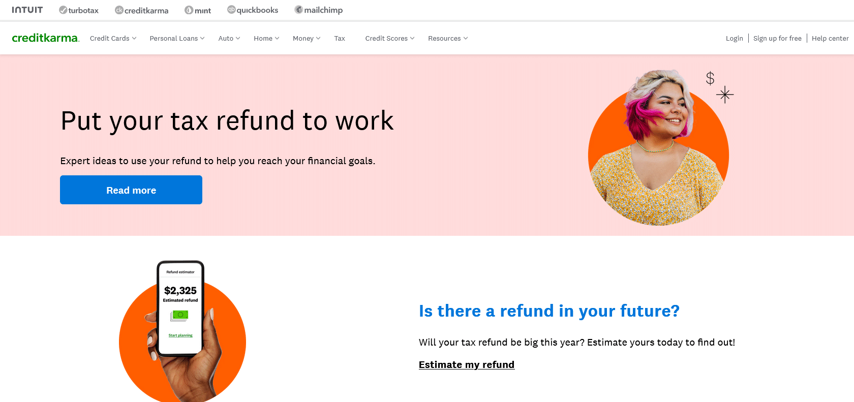 Screenshot of Credit Karma Tax Website