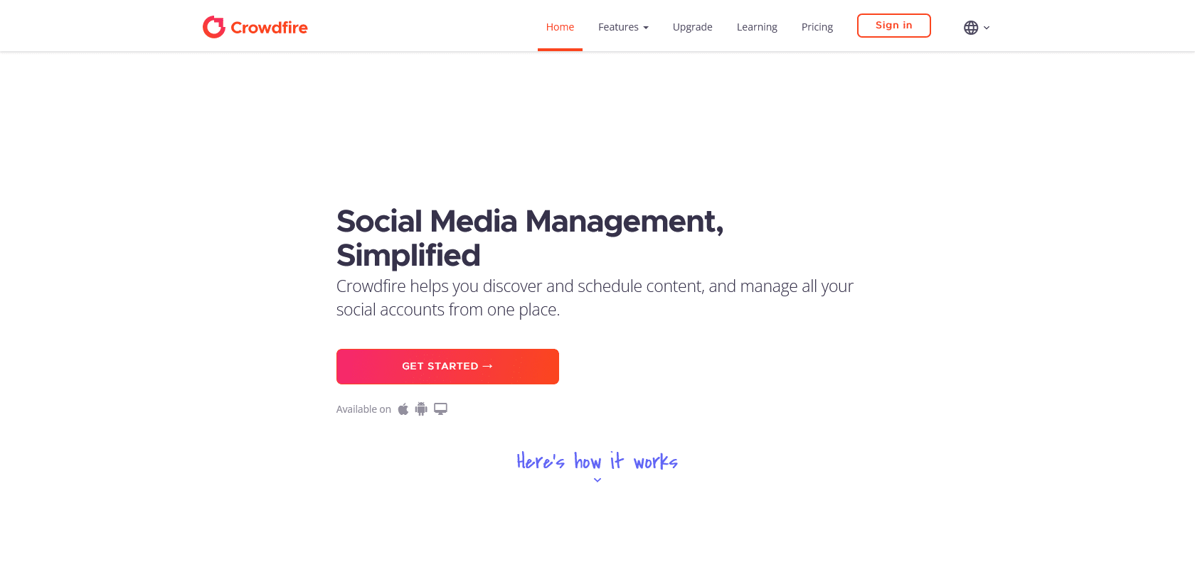 Screenshot of Crowdfire AI Website