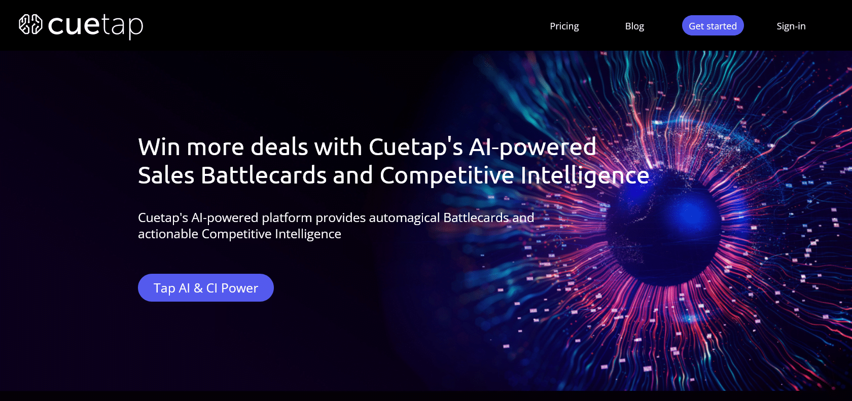 Screenshot of Cuetap Website