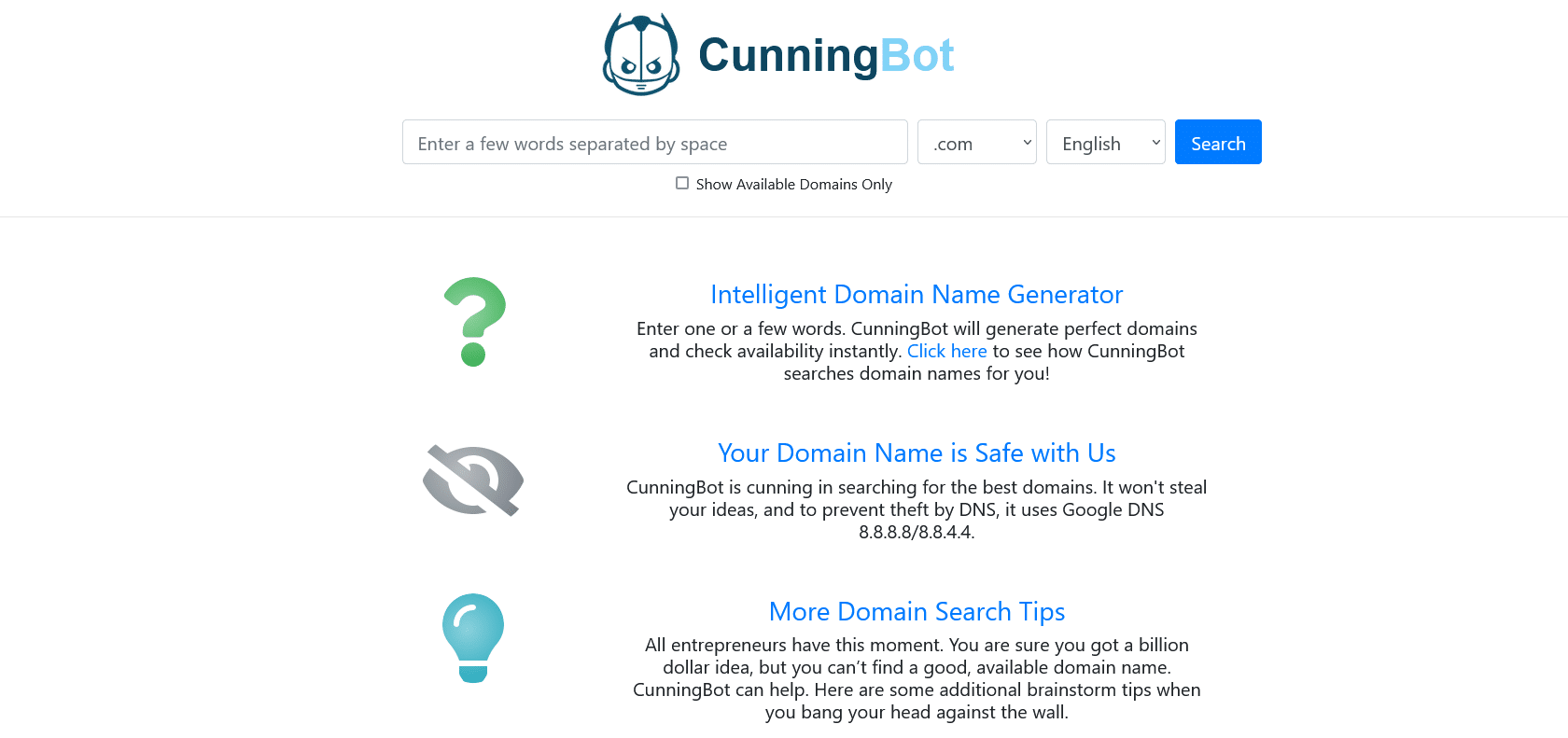 Screenshot of CunningBot Website