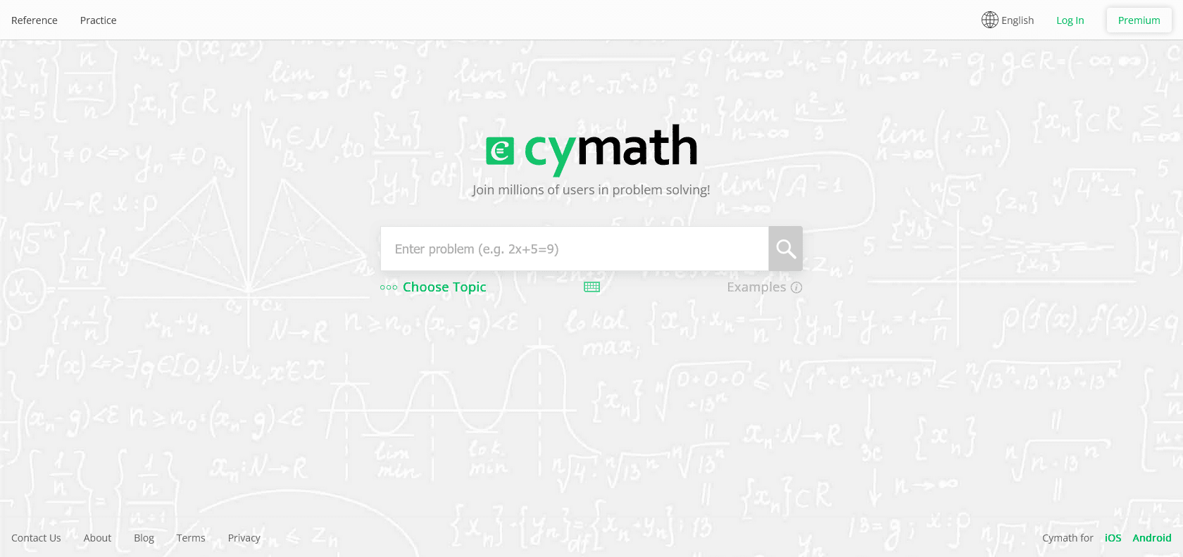 Screenshot of Cymath Website