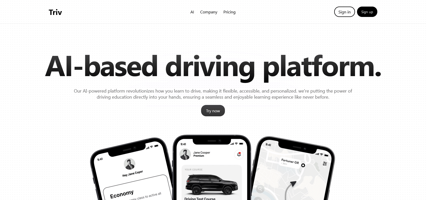 Screenshot of DRIV AI Website