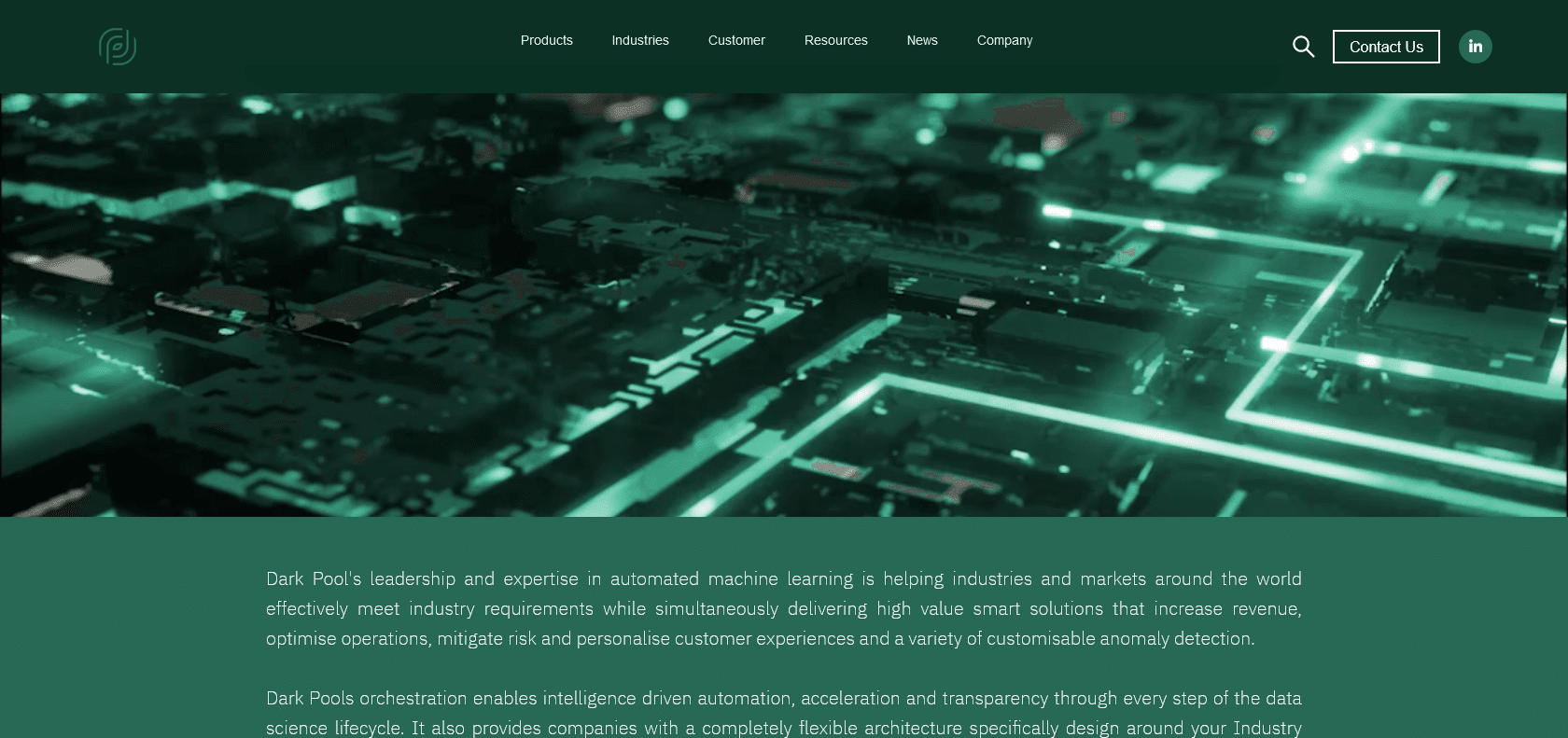 Screenshot of Dark Pools AI Website