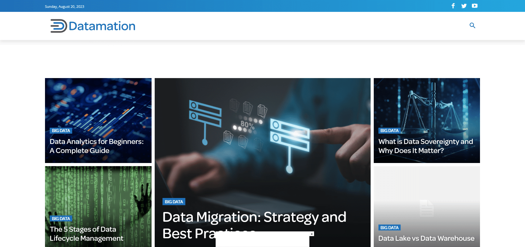Screenshot of DataMation Website