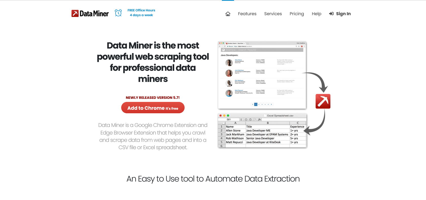Screenshot of DataMiner.io Website