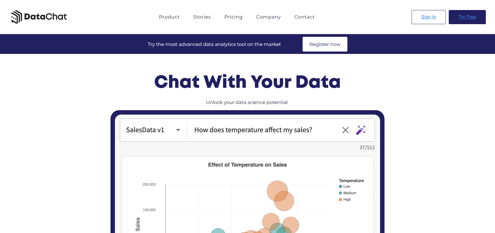 Screenshot of Datachat Website