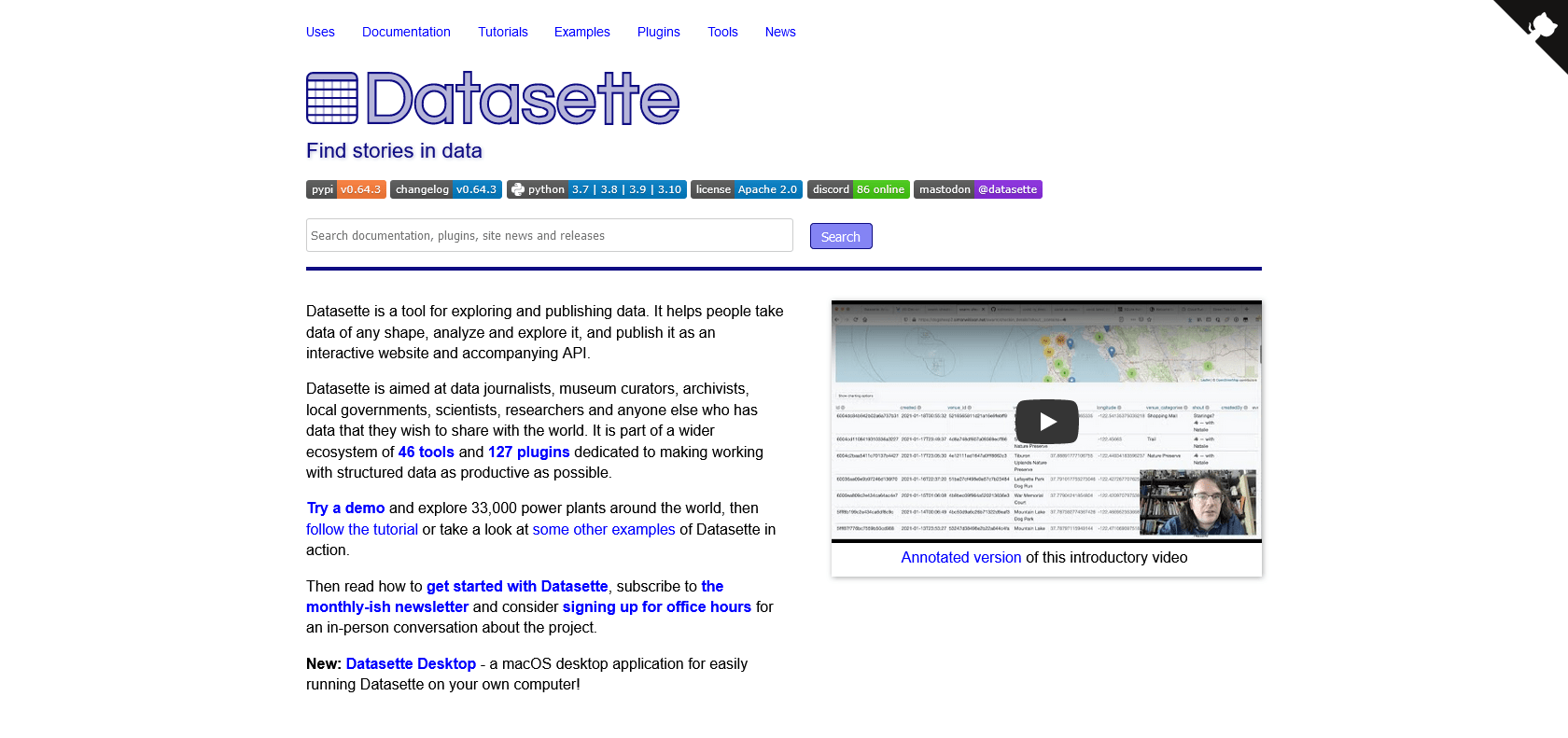 Screenshot of Datasette ChatGPT plugin Website