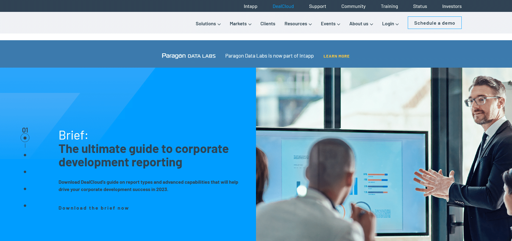 Screenshot of DealCloud Website