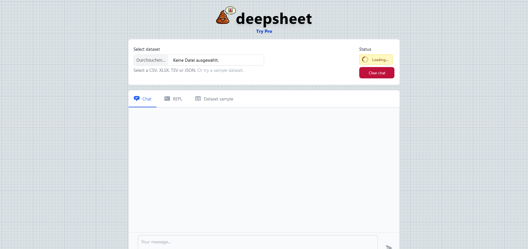 Screenshot of Deepsheet Website