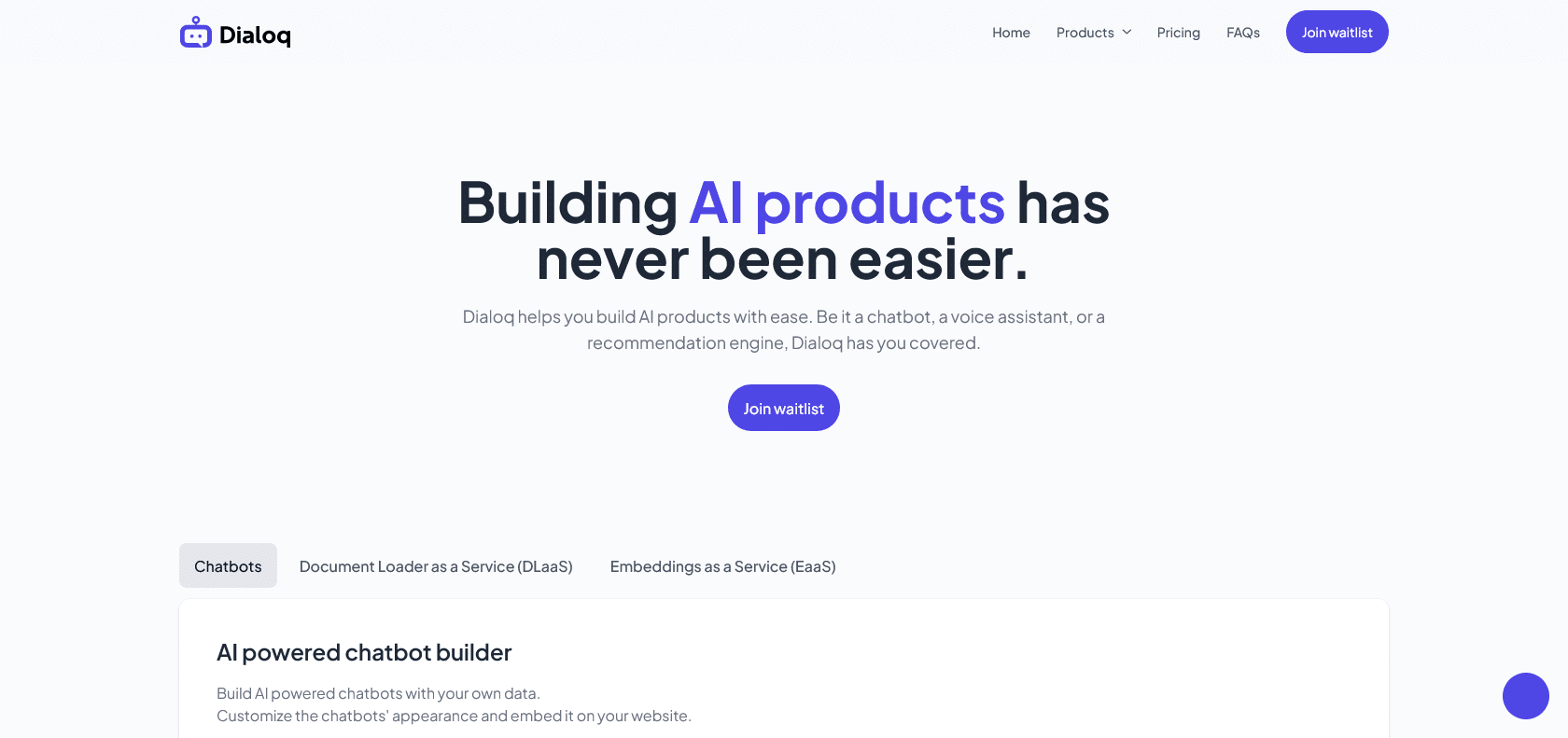 Screenshot of Dialoq AI Website