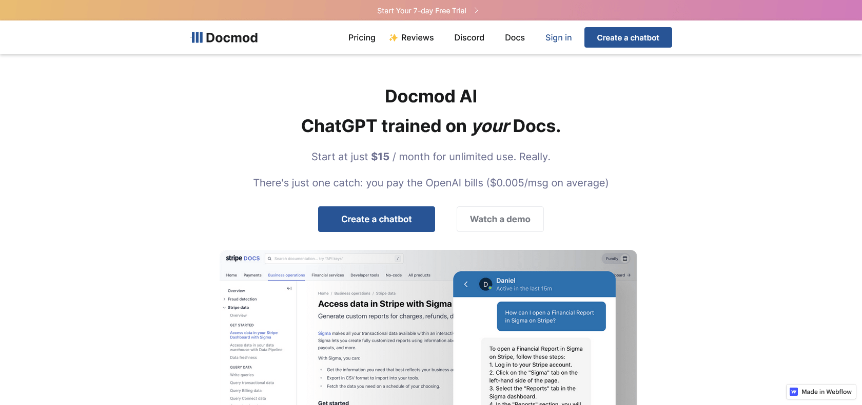 Screenshot of Docmod Website