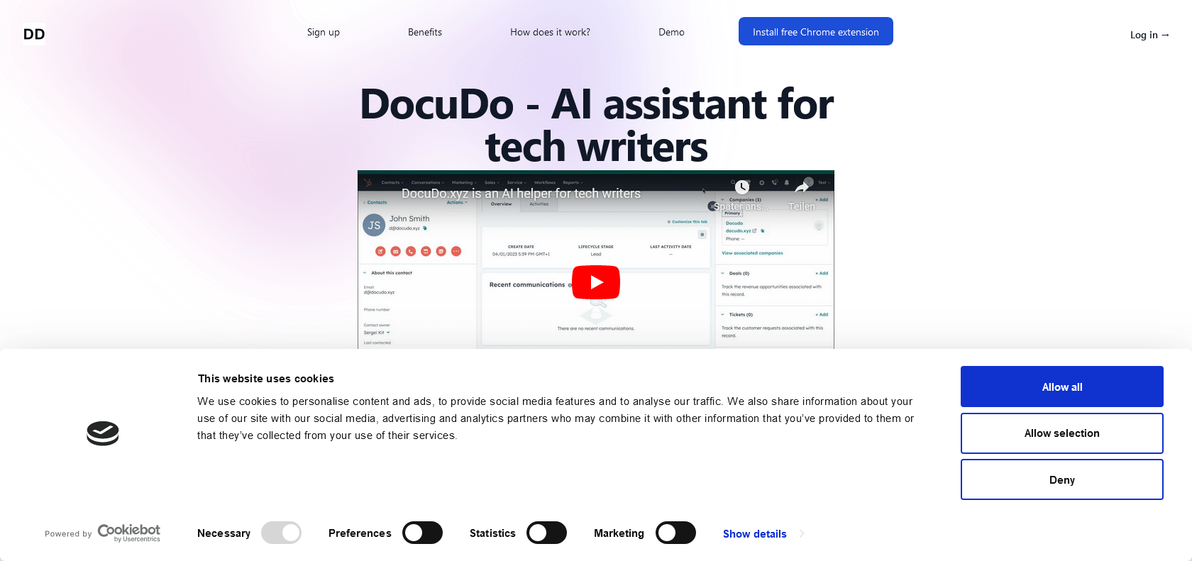 Screenshot of DocuDo Website