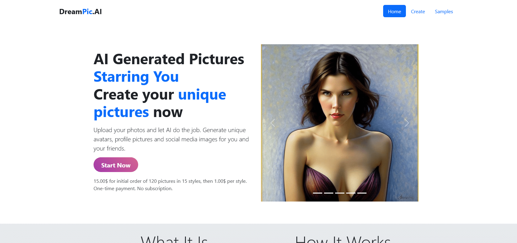 Screenshot of DreamPic.AI Website