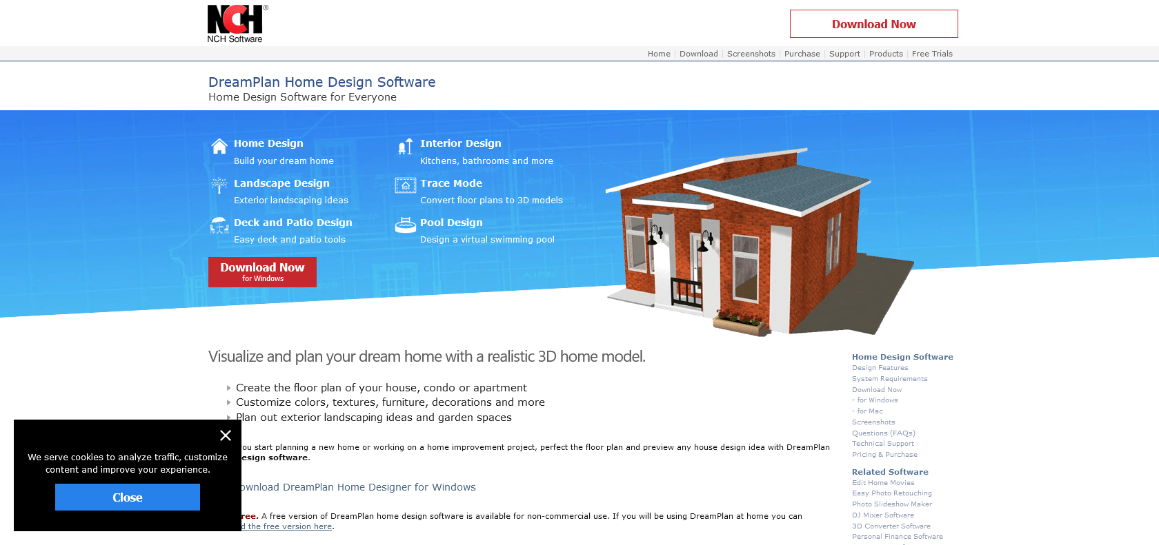 Screenshot of DreamPlan Home Design Software Website