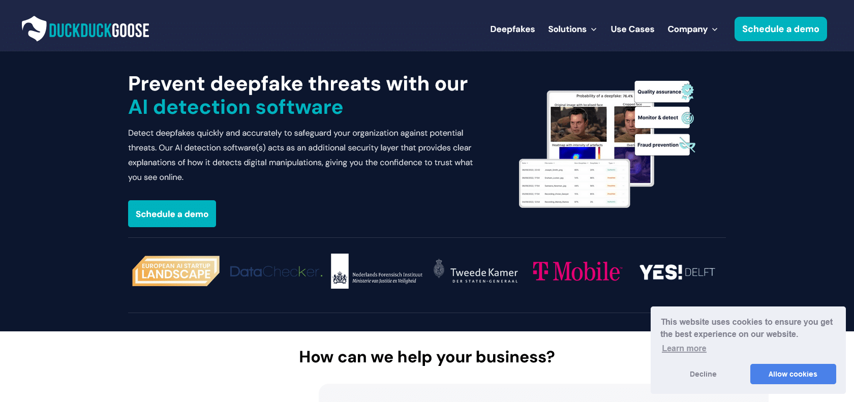 Screenshot of Duckduckgoose Website
