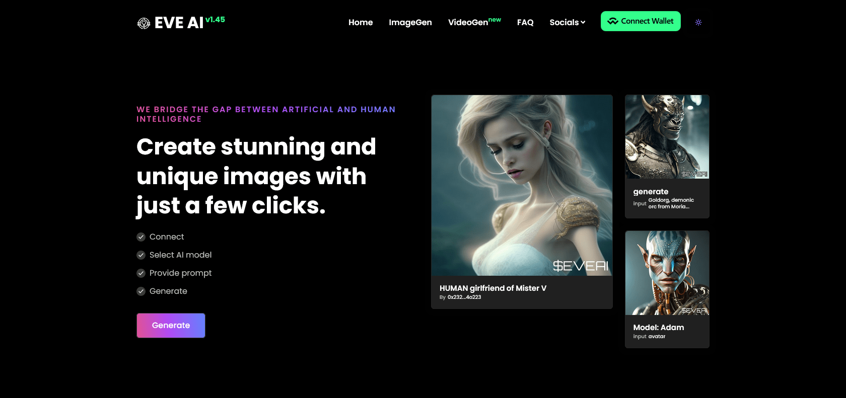 Screenshot of EVE AI Website