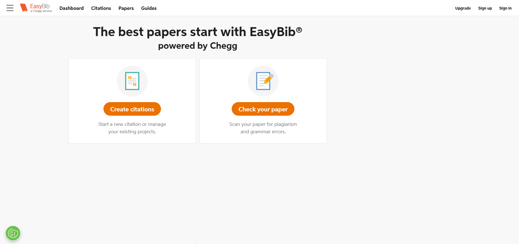 Screenshot of EasyBib Website