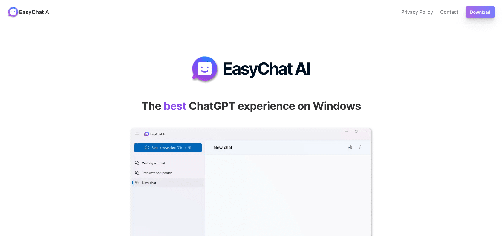 Screenshot of EasyChat AI Website